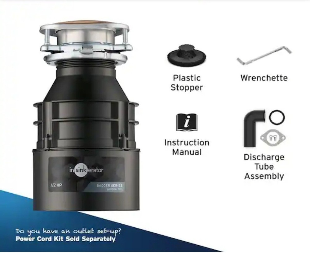 InSinkErator Badger 5XL Corded 1/2-HP Continuous Feed Garbage Disposal **New**