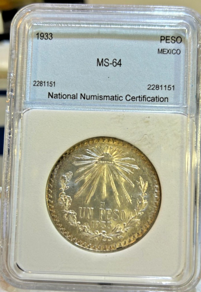 1933 Beautiful Mexico Mint Silver Peso - Nice Luster