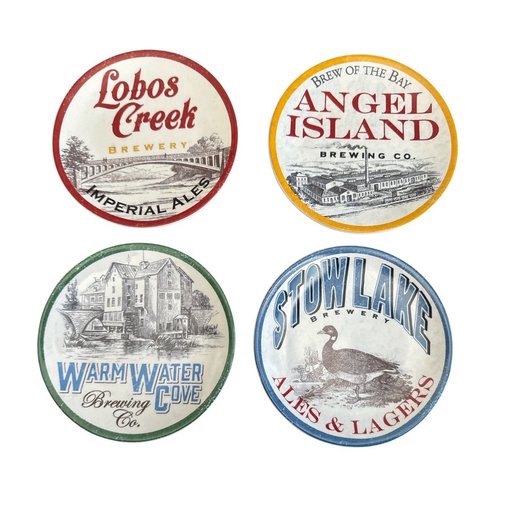 Rare Vintage Pottery Barn Nostalgic Brewery Appetizer Plates
