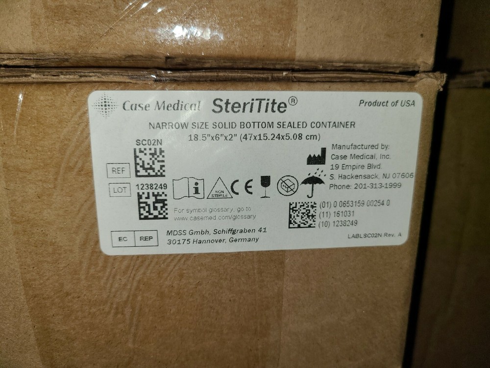 Case medical SteriTite Solid Sterilization container, + Lid 18.5 x 6 x 2 SC02N