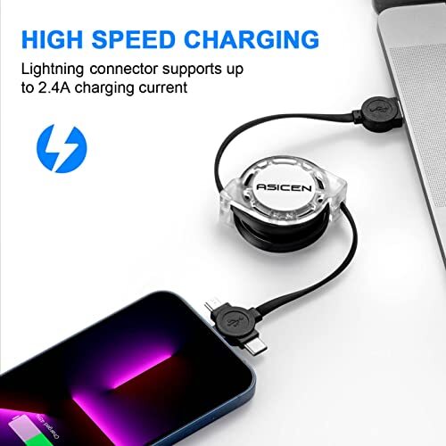 3.3ft 2Pack Retractable Multi Fast Charging Cord, 3 in 1 Multi Charger Cable
