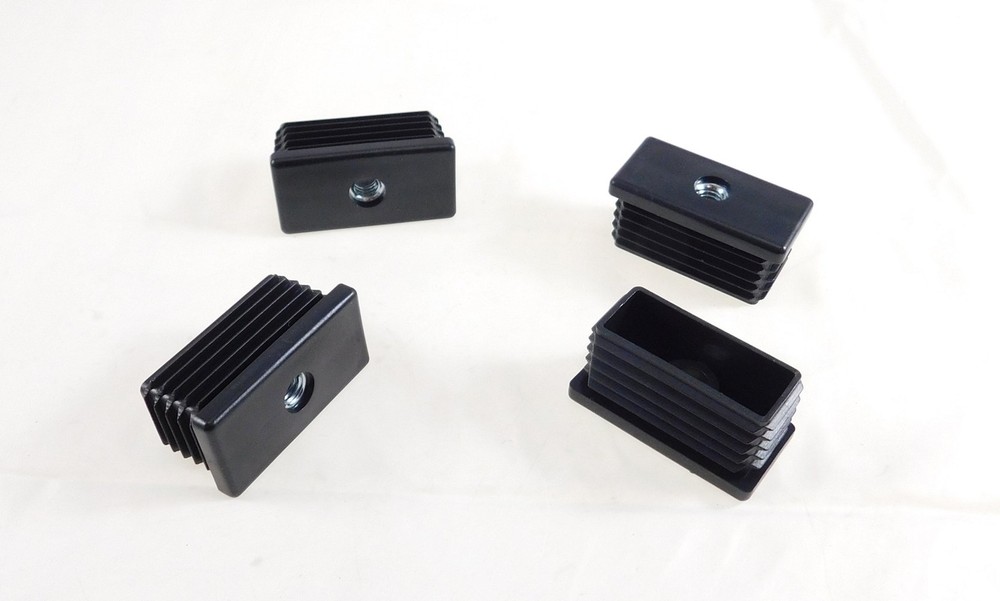 4 Pack Threaded 1" x 2"(OD) Rectangular Plastic Tubing Insert 5/16-18 Threads