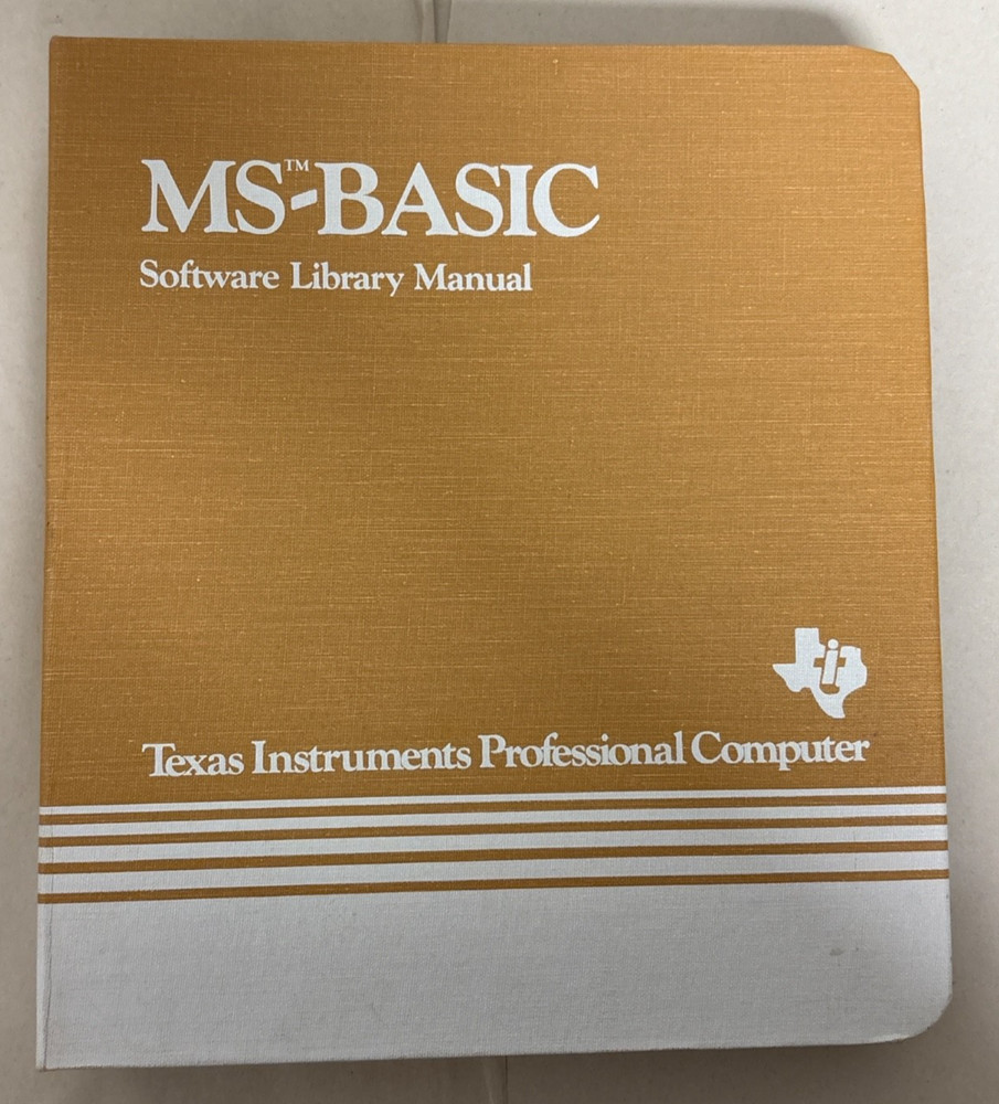 MS-BASIC Ver 1.21 Texas Instruments Software & Manual VTG 1983 Microsoft 5.25"