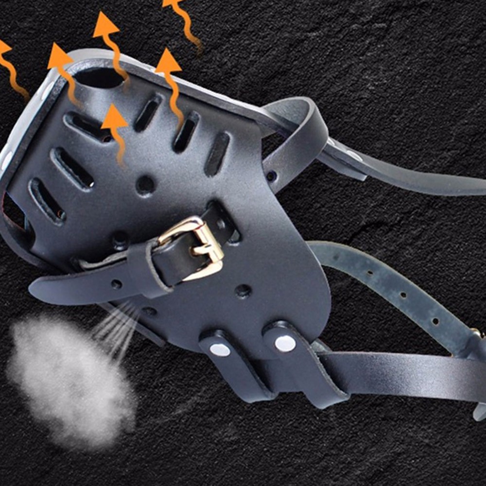 Adjustable Leather Dog Muzzle for Bite Prevention Training Chew Proof Design