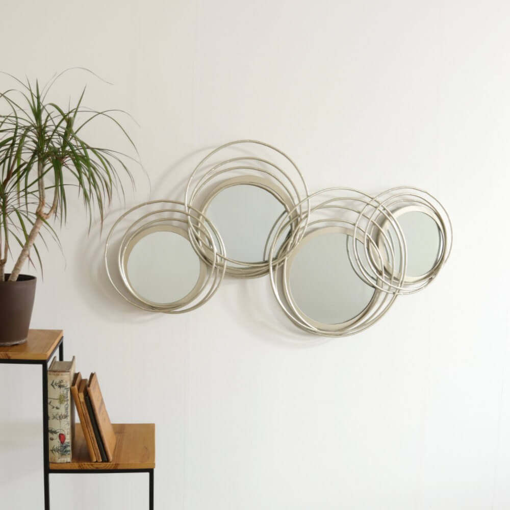 Silver Triptych Wall Mirror, Simple Modern, 57×101 cm