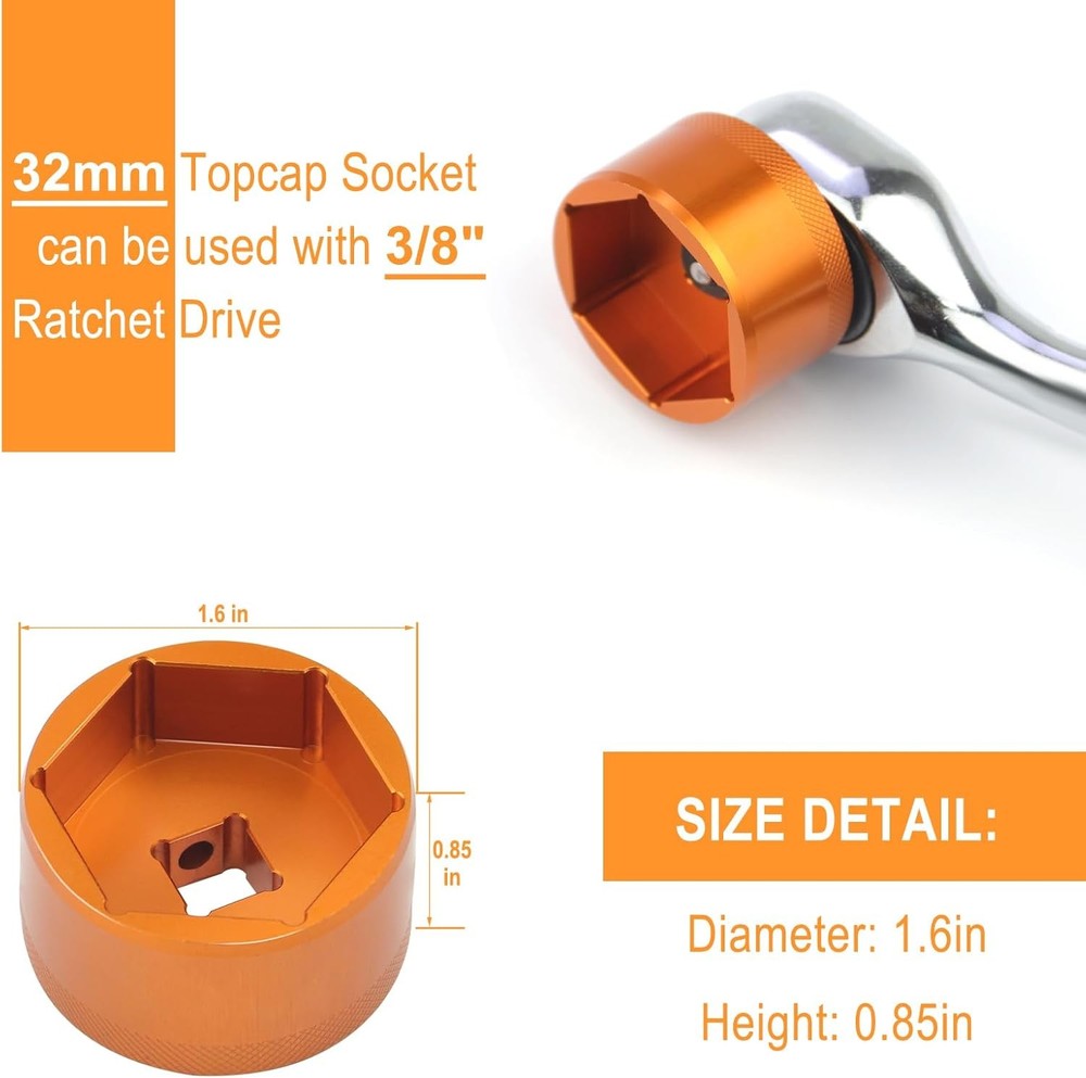 32mm Bike Fork Topcap Socket Tool Compatible for Fox Series of...