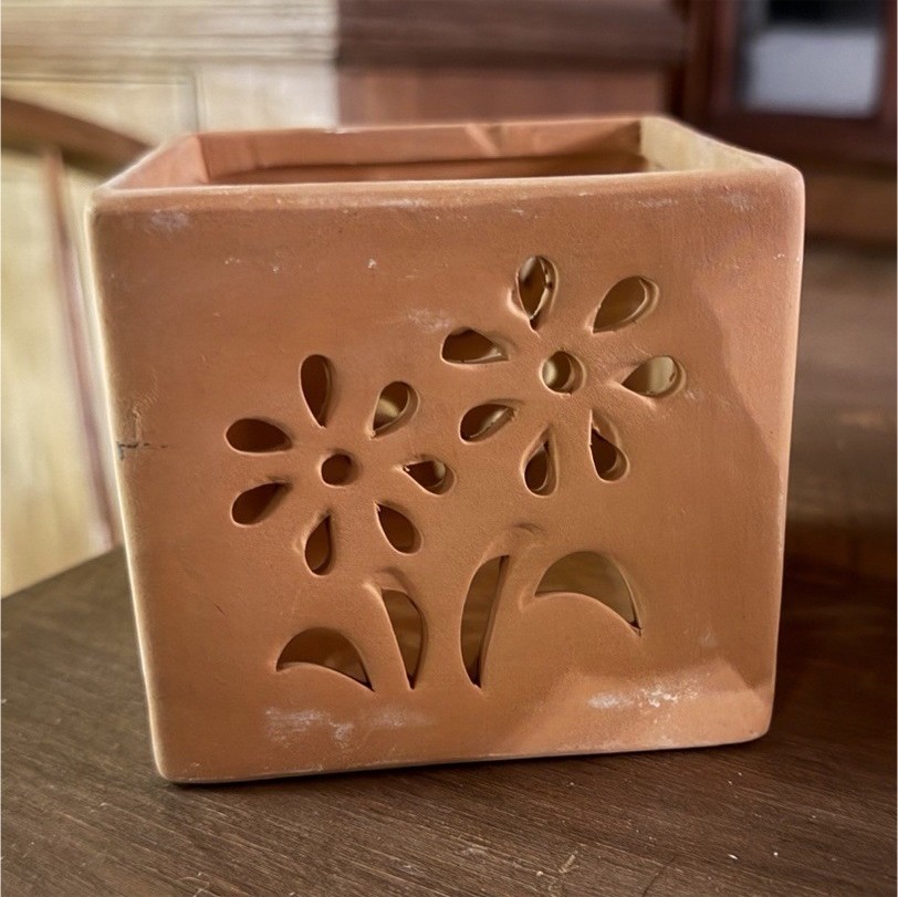 Terracotta Ceramic Square Tea light/ Small Candle Holder