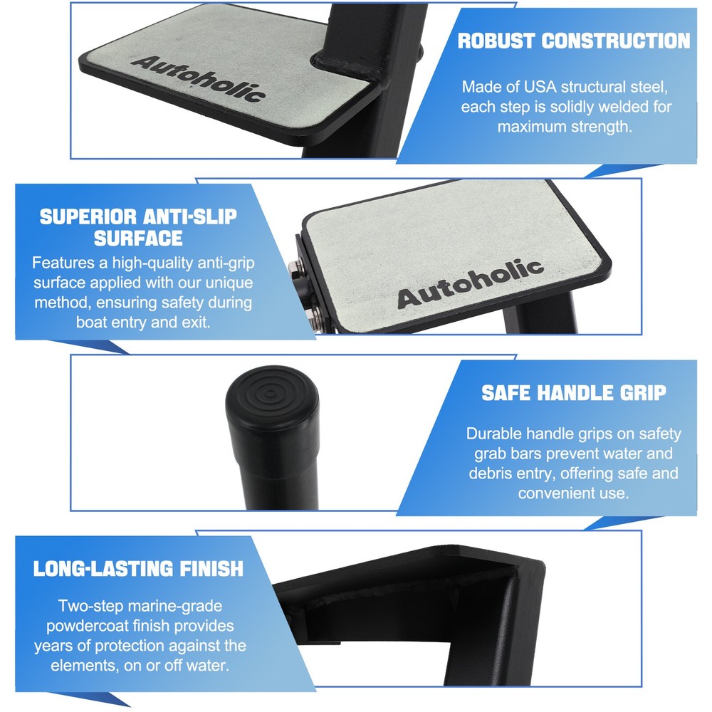 Boat Trailer Step 4 Step With Handle Non-Slip Step For Universal Trailer Tongue
