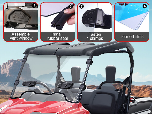 Pioneer 700 700-4 2014-2025 Vented Windshield PC Scratch Resistant Full Window