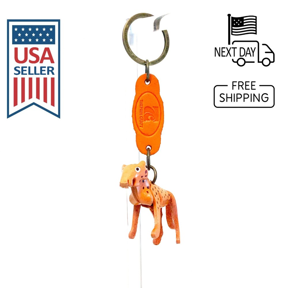 Cheetah Handmade Leather Keyring