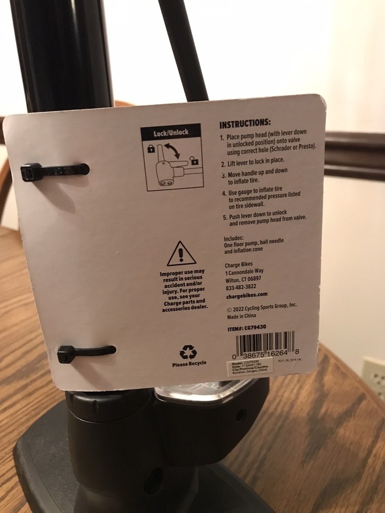 Charge Bike Floor Pump NEW