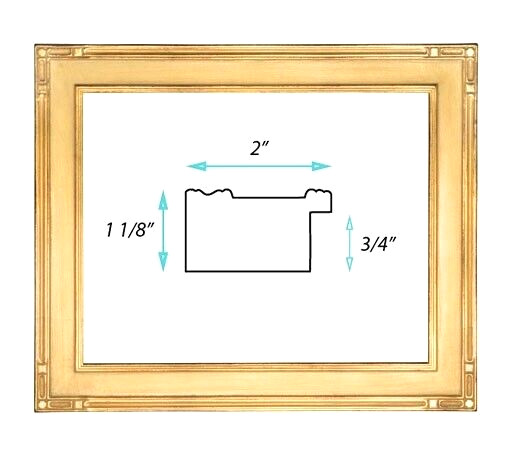 8 X 10 CLOSED CORNER FLAT PANEL GOLD LEAF 2" WIDE STANDARD PICTURE FRAME