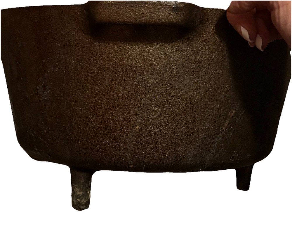 Vintage Cast Iron Three-Legged Pot with Lid And Handle #12