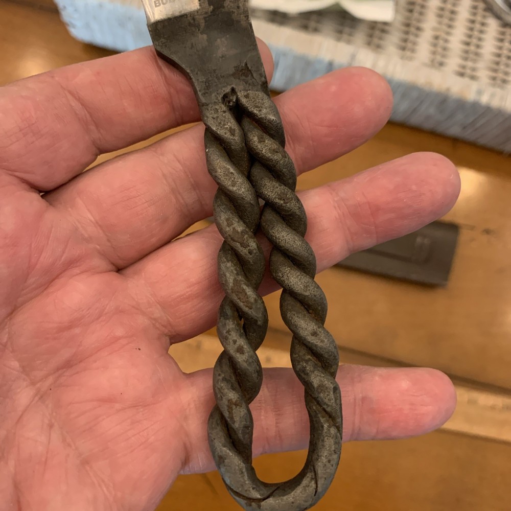 Vintage Handmade Bud K Twisted Iron Knife