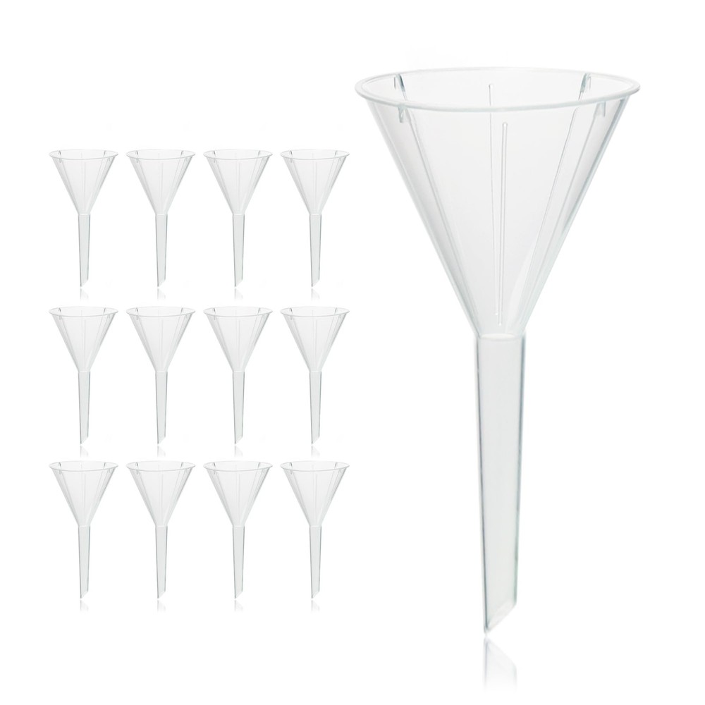 12pcs Plastic Analytical Funnel Set, PP Material, Top Diameter 30mm, Small Fu...