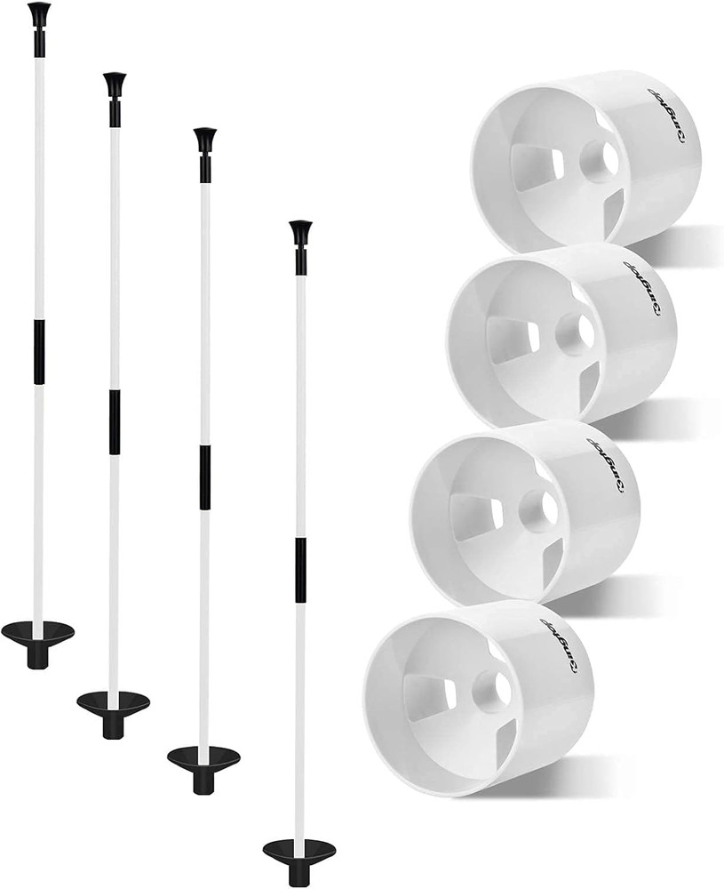 Golf Hole Cup Flagpole Set - 4" Cup, 3ft Flag Stick, 4-Pack for Practice