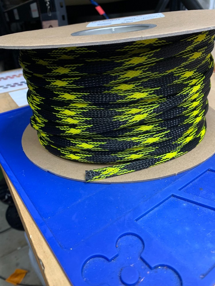 TECHFLEX PET 3/8" Black with Neon Blue Yellow - 500ft Full Roll