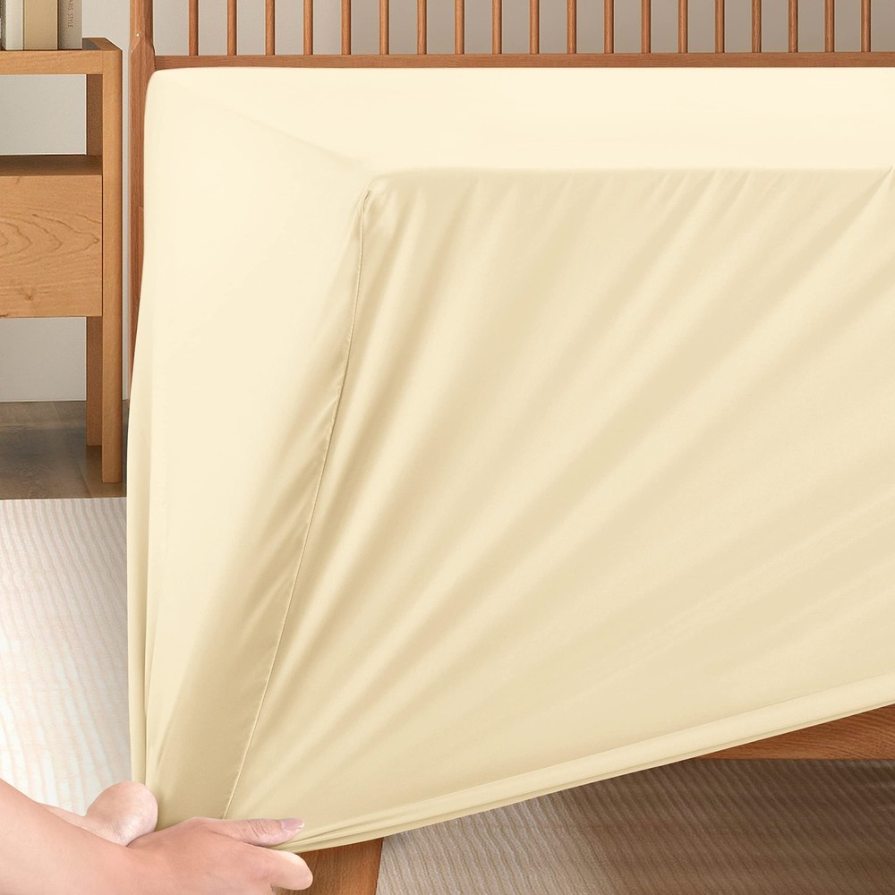 Light Beige Cal King Fitted Sheet Only, 24 Extra Deep Pocket, 1800 TC, Soft