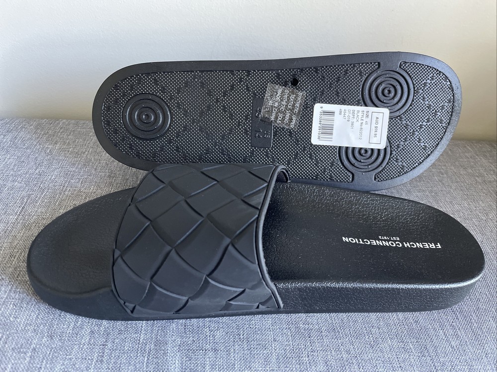 French Connection Ryan Pool Slides Black Men Size 45