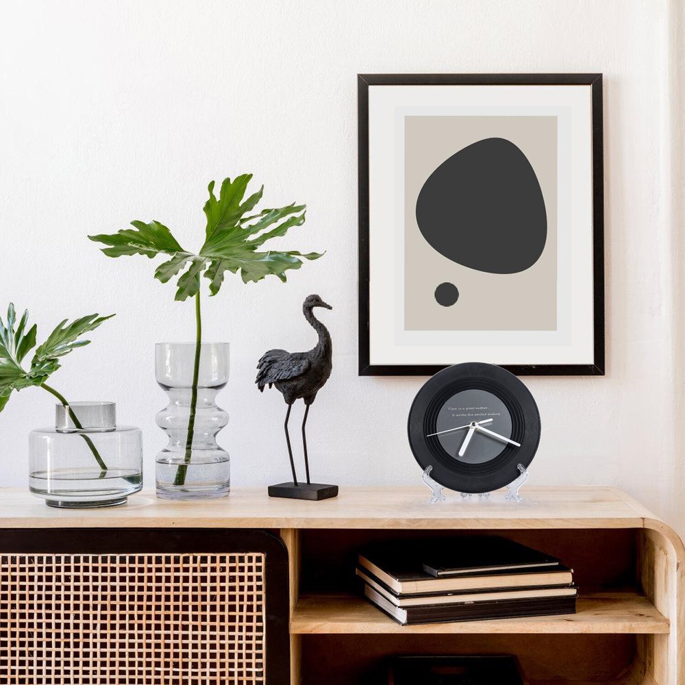 Customizable Text - Personalized Vinyl Record Style Silent Movement Quartz Clock