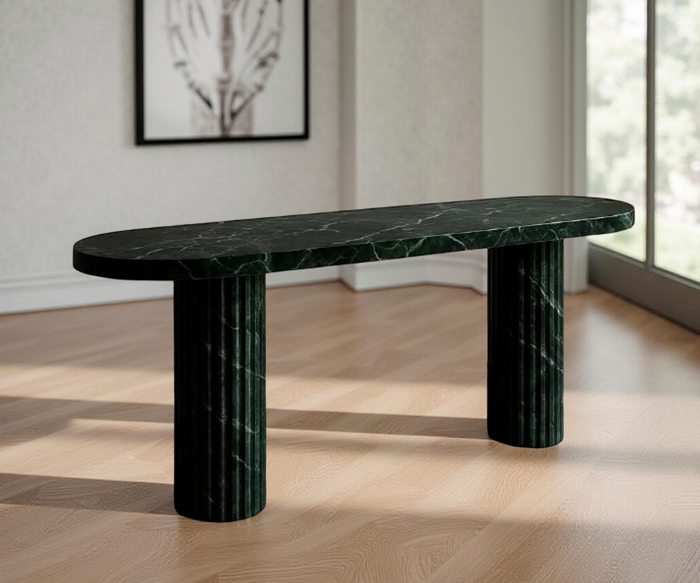 Green Marble Console & Entryway Table – Hall, Bedside, Corner Table with Marble