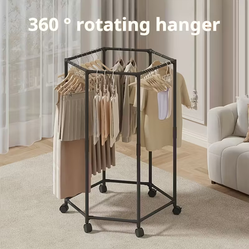 Rotating Clothes Rack Standing Garment Rack Space Saving Closet Organizer