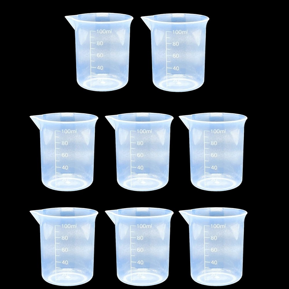 8 Pcs Epoxy Mixing Cups, 100ml/3.4oz Plastic Graduated Cup Clear Measuring Cu...