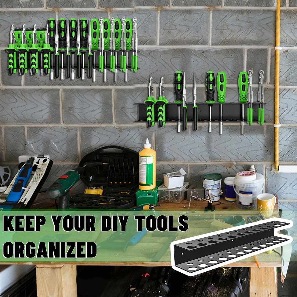 Wall Mount Tool Organizer Rack, Heavy Duty Screwdriver Pliers Holder 2PC