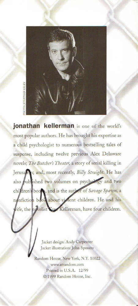 JONATHAN KELLERMAN - Mystery Writer - Monster - Autograph Dust Jacket