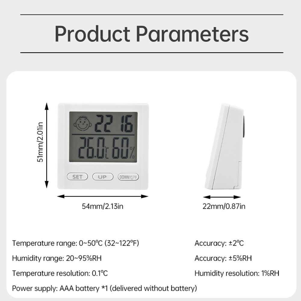 Thermometer Indoor Digital Hygrometer Temperature Humidity Meter Time Function