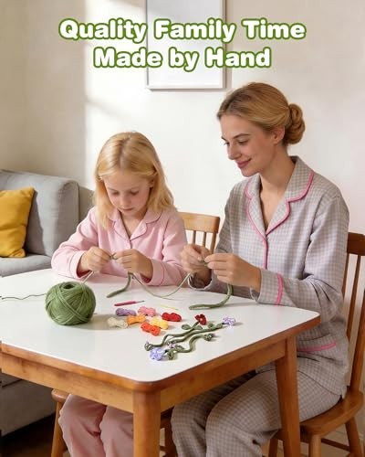 Crochet Kit for Beginners - 8 Flower Bookmarks, Video Tutorials, Soft Yarn & Hoo