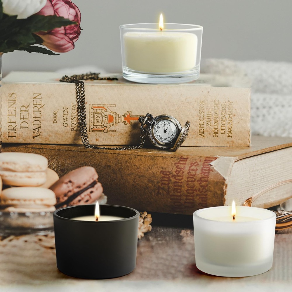 Matte White 4oz Thick Empty Candle Jars With Wood Lids Container 20 PCS