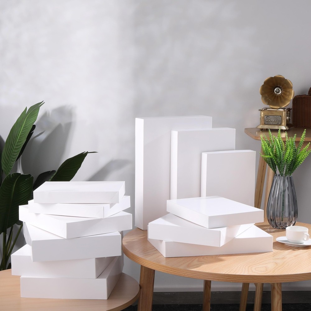 White Gift Boxes with Lids Assorted Sizes Present Packaging Storage 12 Pack