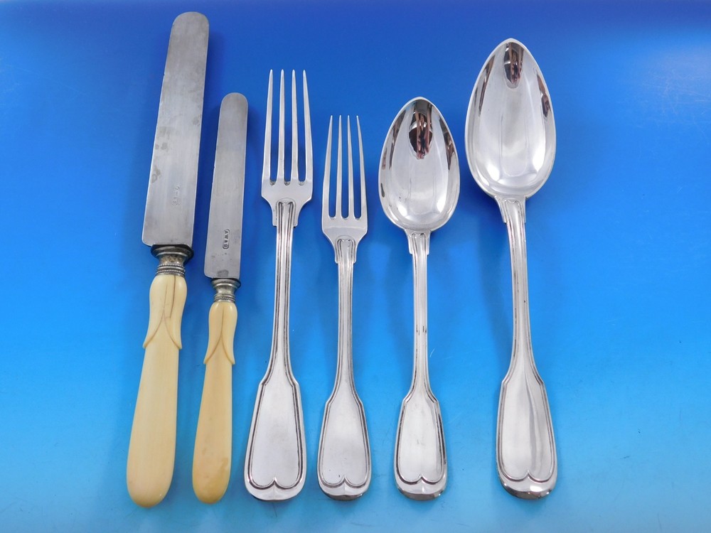 Fiddle Thread by Posen German 800 Silver Flatware Service Set Dinner 71 pcs box