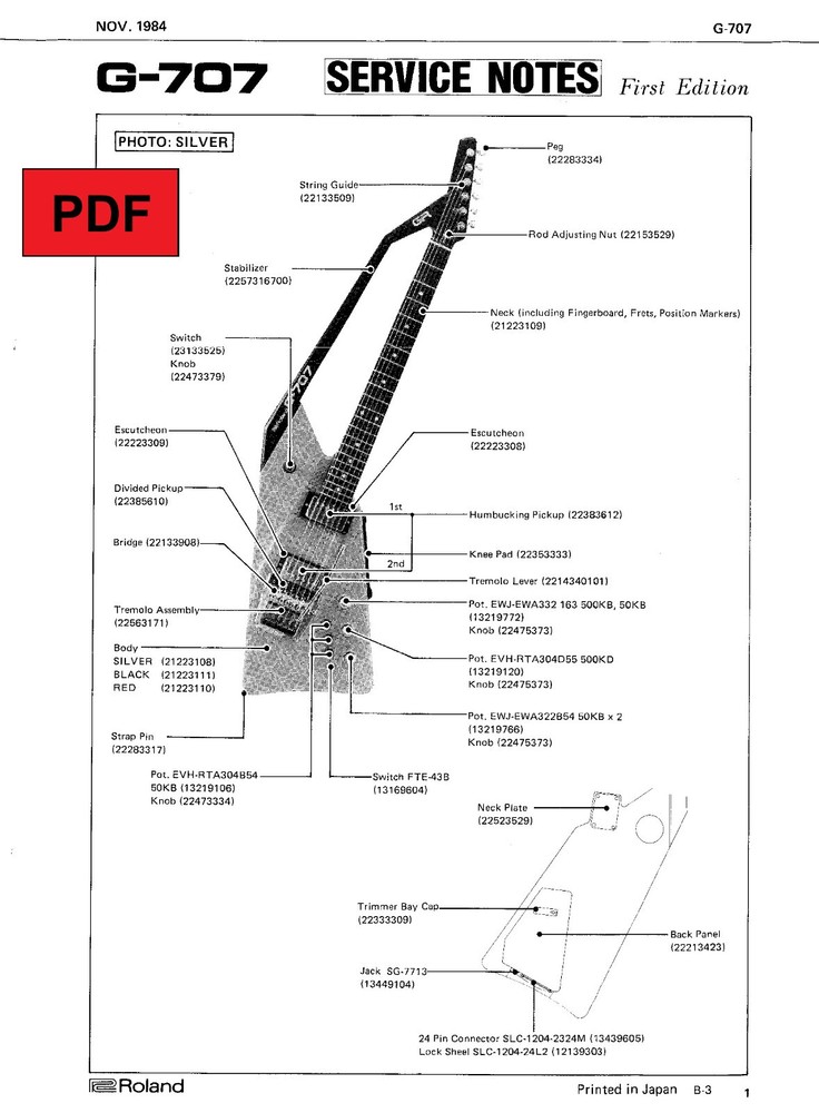Roland G-707 Service Manual with Electronic Schematics