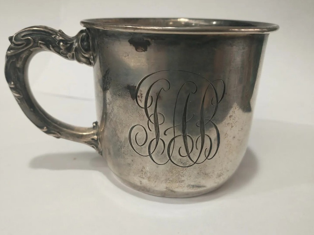 Antique Sterling Silver Art Nouveau Cup Personalized