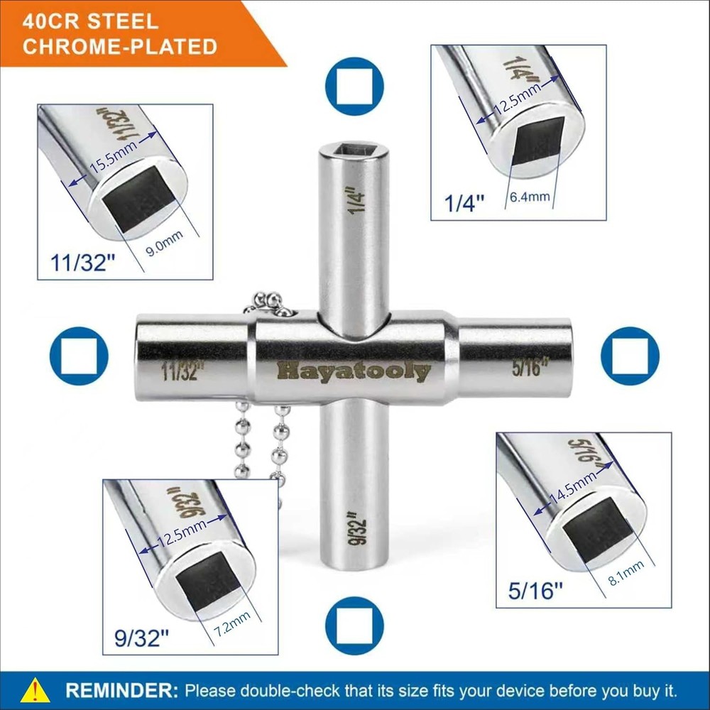 4 Way Sillcock Key Set Utilities Key Multi-functional Water Key 2-Pa...