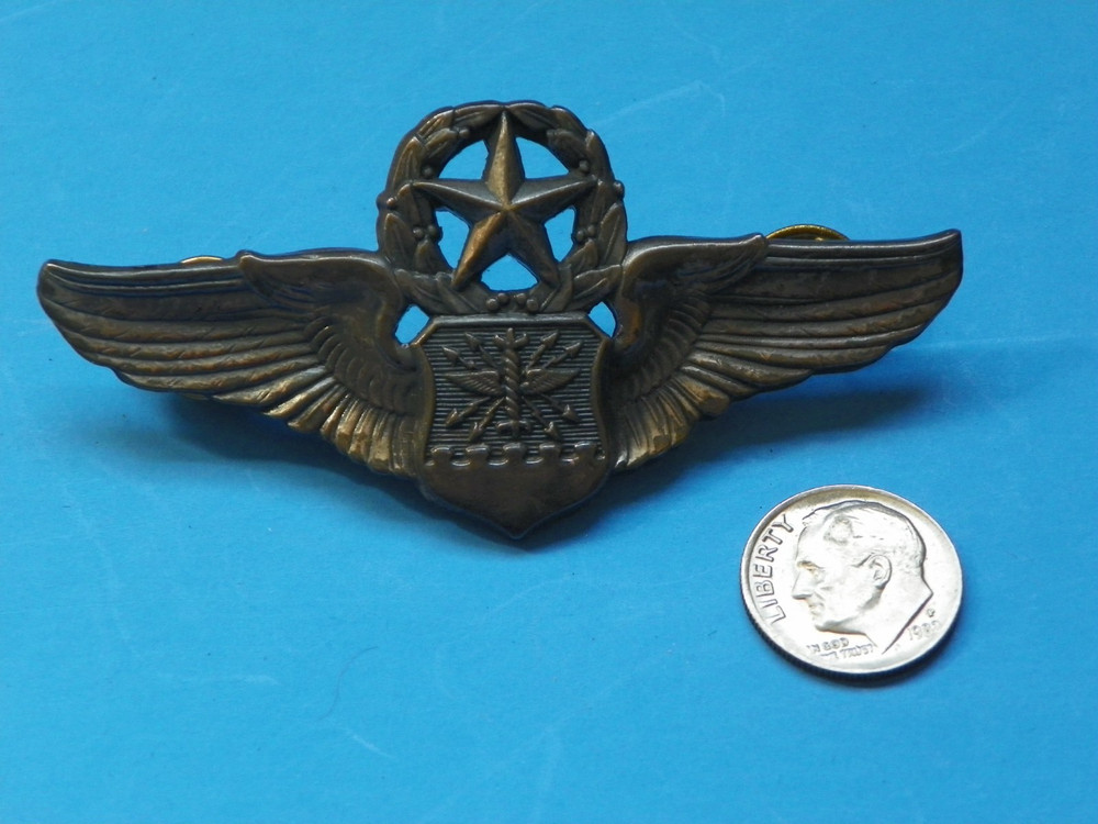VIETNAM ORIGINAL 3" MASTER NAVIGATOR AIRFORCE COMMAND PILOT WING-MAKER MARKED