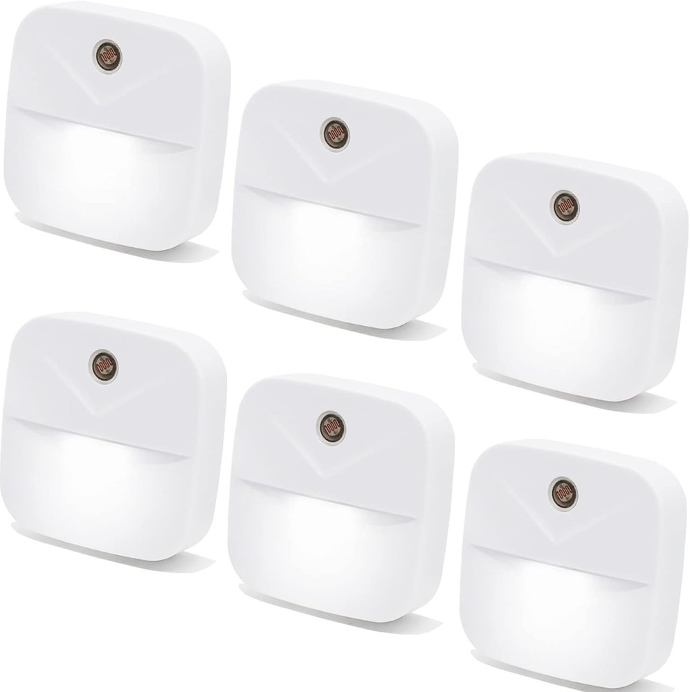 Plug-In Night Light LED Motion Sensor Activated Bathroom Kitchen Hallway 6-Pack