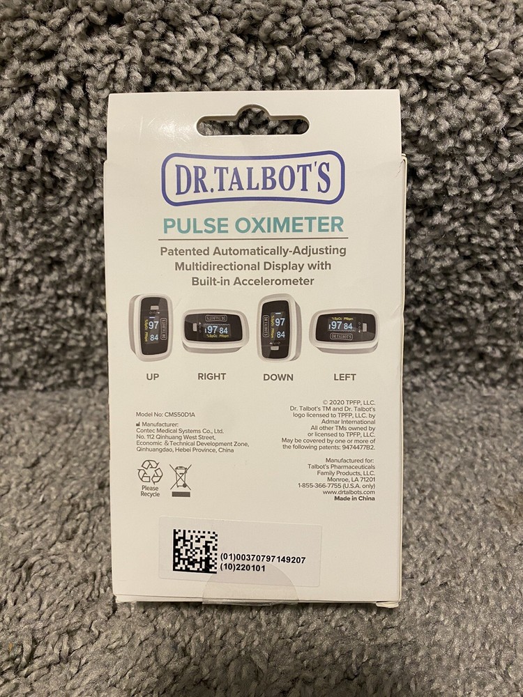 New Sealed Dr. Talbot's Pulse Oximeter For Quick & Accurate Oxygen Readings
