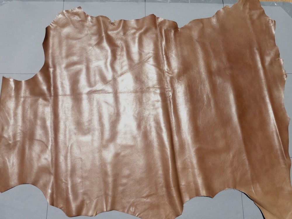 lambskin leather hide Large Cedar Brown Smooth Semi Gloss Finish