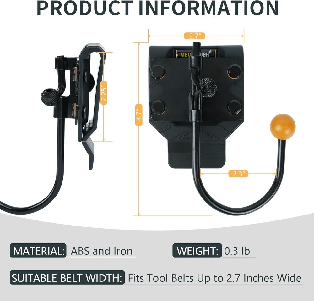 MELOTOUGH Tool Belt Hook,Tool Holster,Drill Holder,Cordless Drill Black