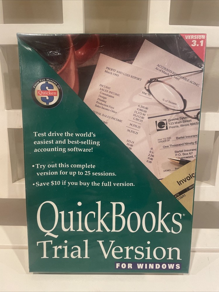 Vintage Microsoft Windows  QuickBooks Version 3.1 Trial Version Sealed New