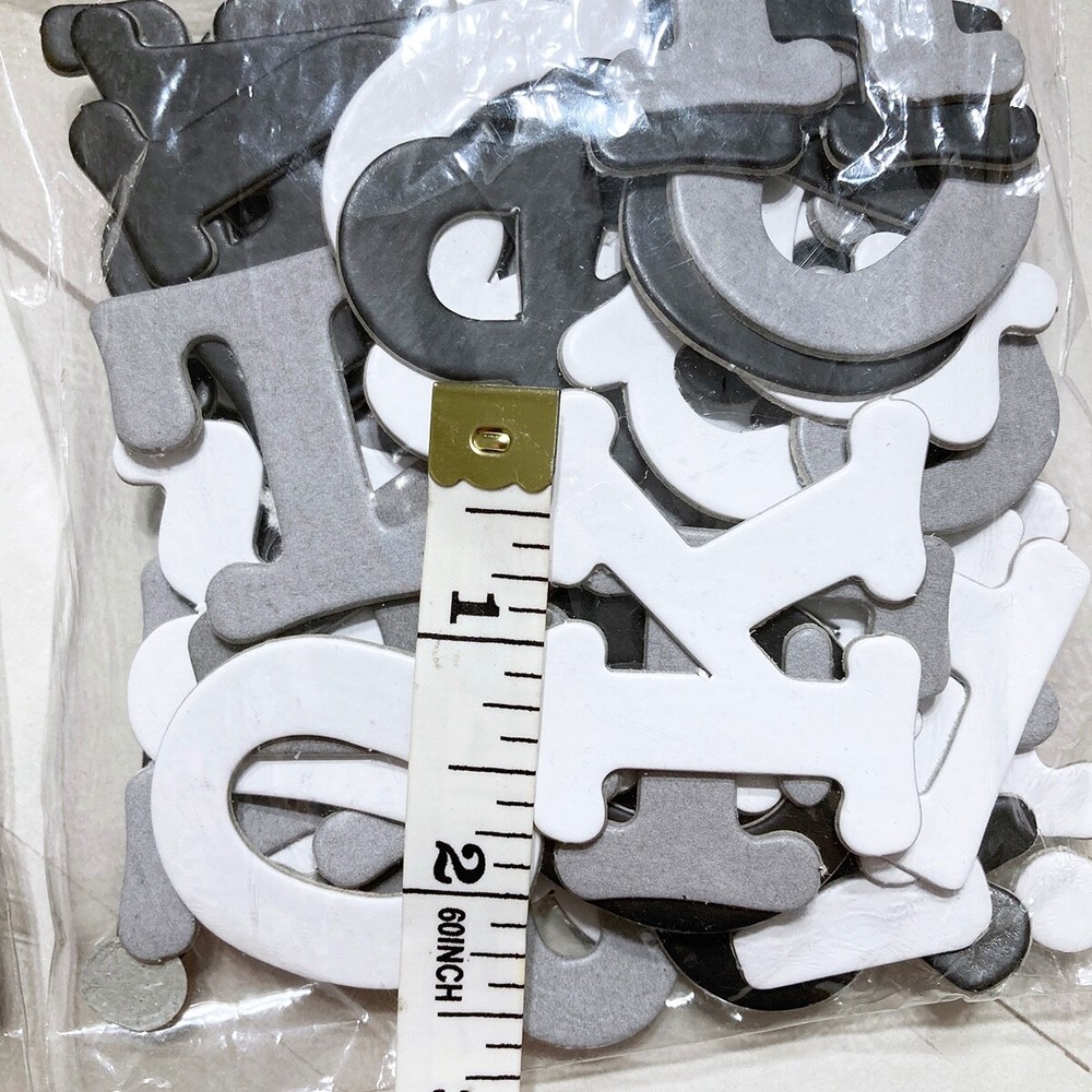 Chipboard Alphabet Letters Dimensional Scrapbook Embellishment Black White Grey