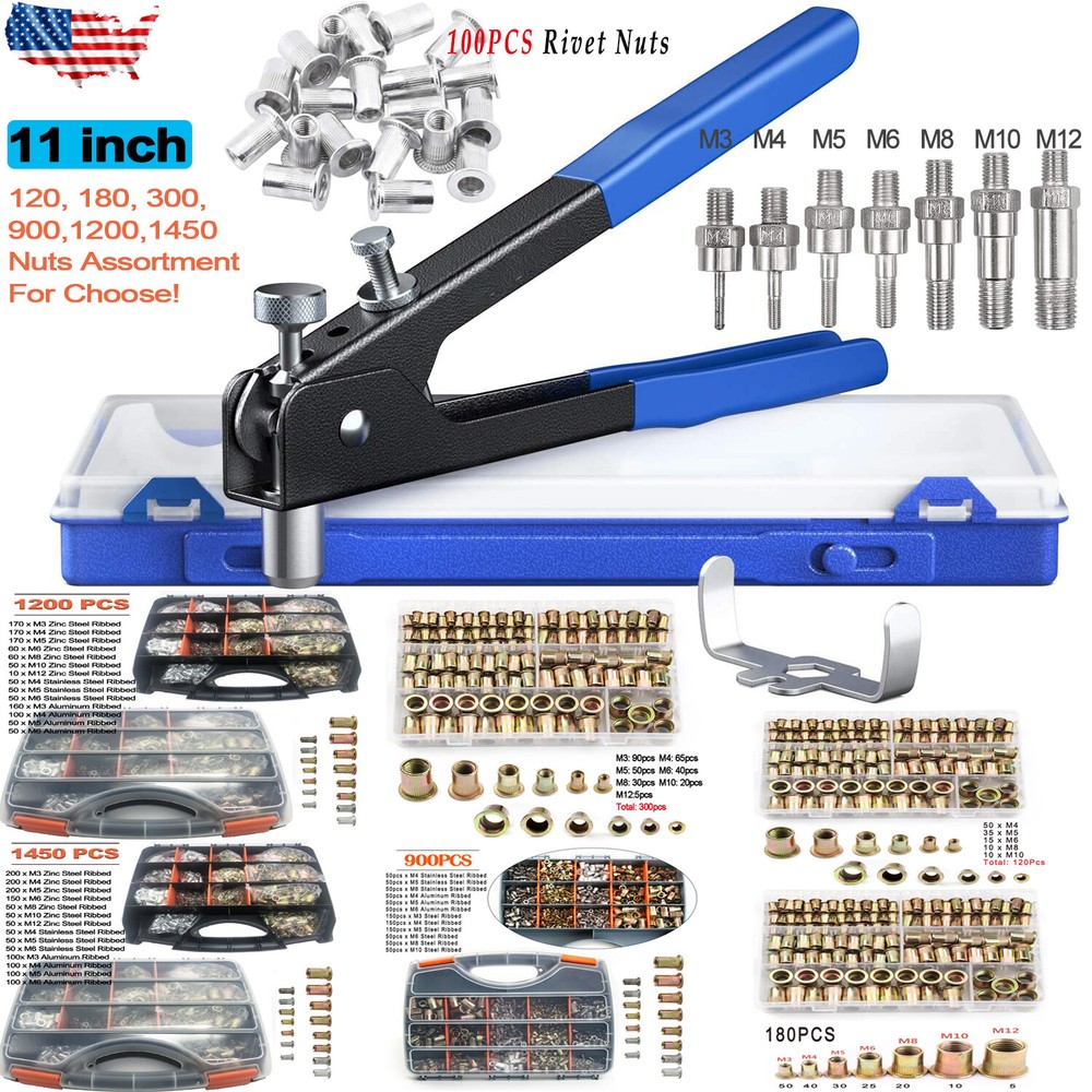 220/1000/1450 Nuts Rivet Gun Kit Rivnut Thread Setting Tool Nut Setter NutSert