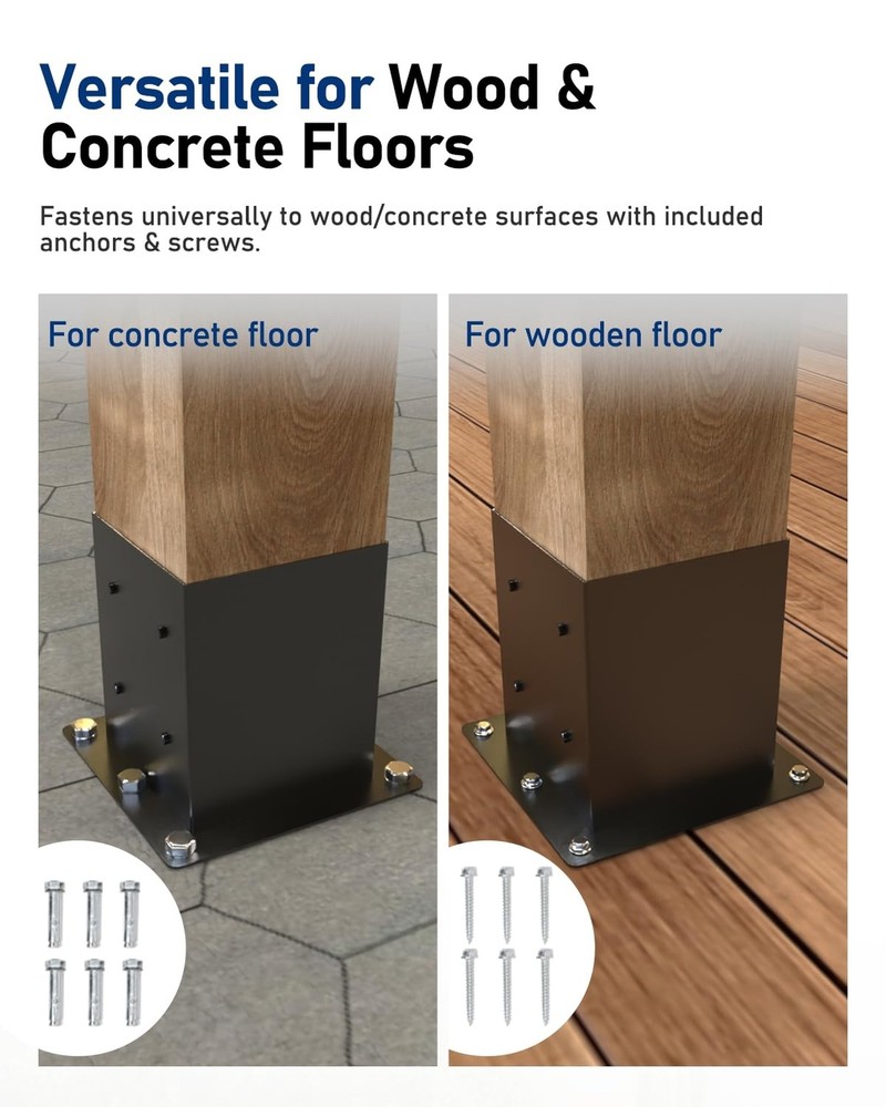 Nominal 6x6 Post Base for Concrete, Raised 5.5x5.5 Post Bracket Anchor, Deck ...