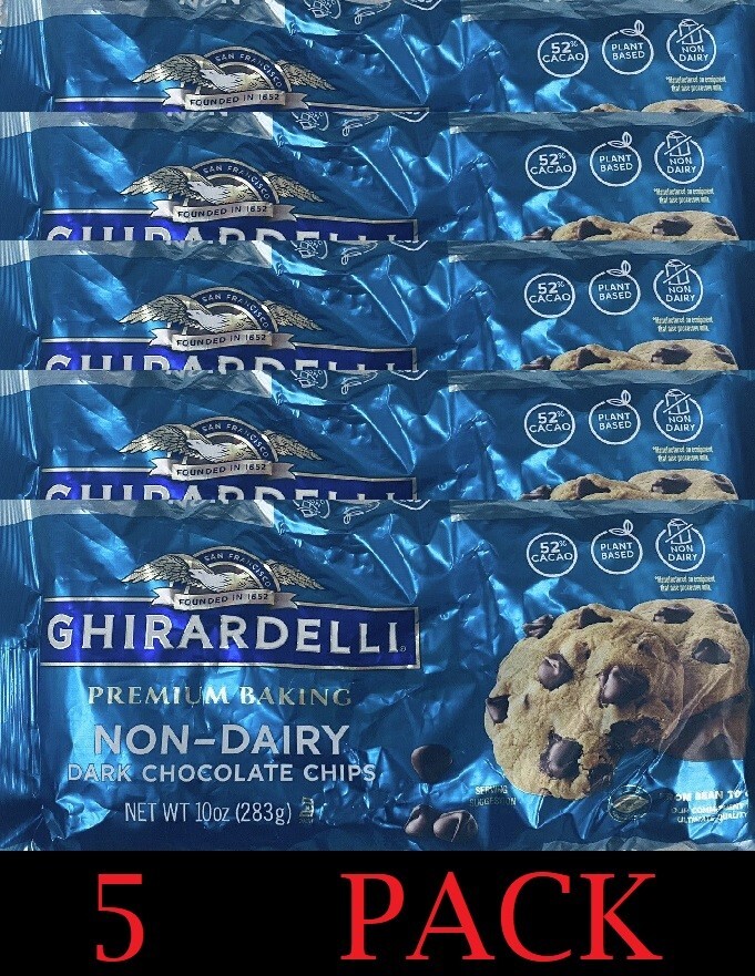 5x GHIRARDELLI NON DAIRY Dark Chocolate Premium Baking Morsels Chips 10oz 5 PACK