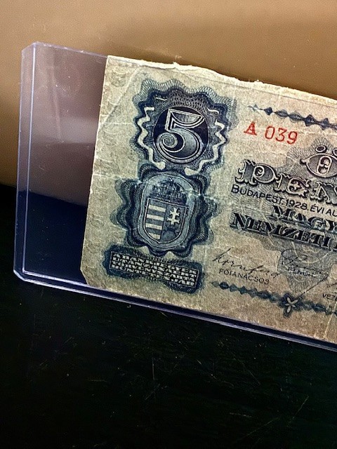 1928 Hungarian 5 Pengo Banknote