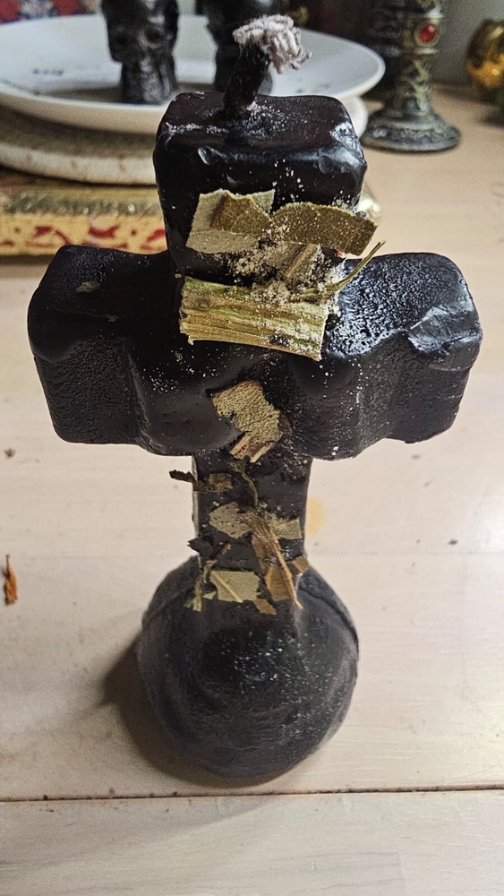 Altar Cross Ritual Candle - Black