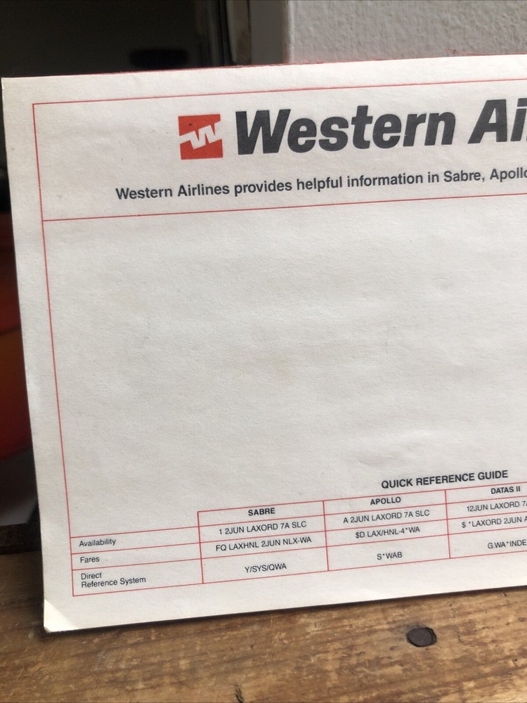 Vintage Western Airlines Notepad Memo Pad
